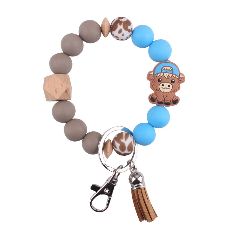 Wholesale Cute Cow Consumption Silicone Bracelet Keychain